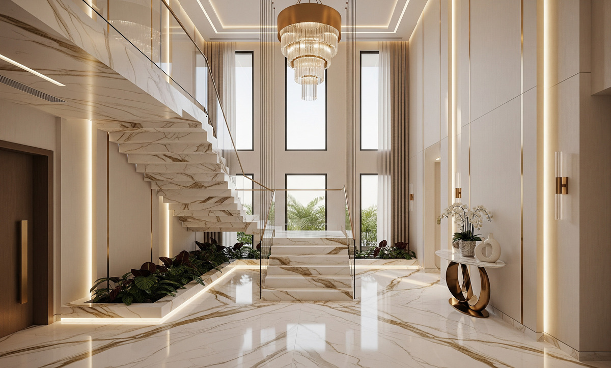 Uzun villa giriş koridoru