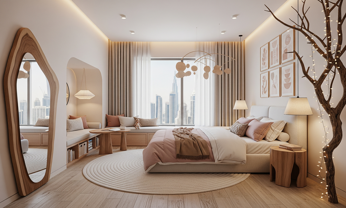 تصميم غرفة نوم فاخرة للبنات باللون الوردي