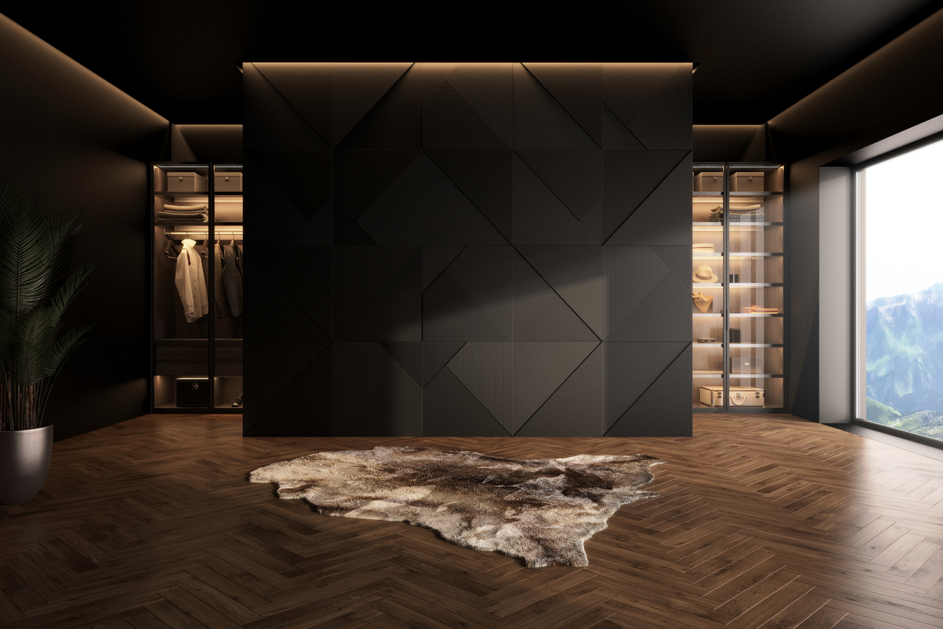 black interior design living room