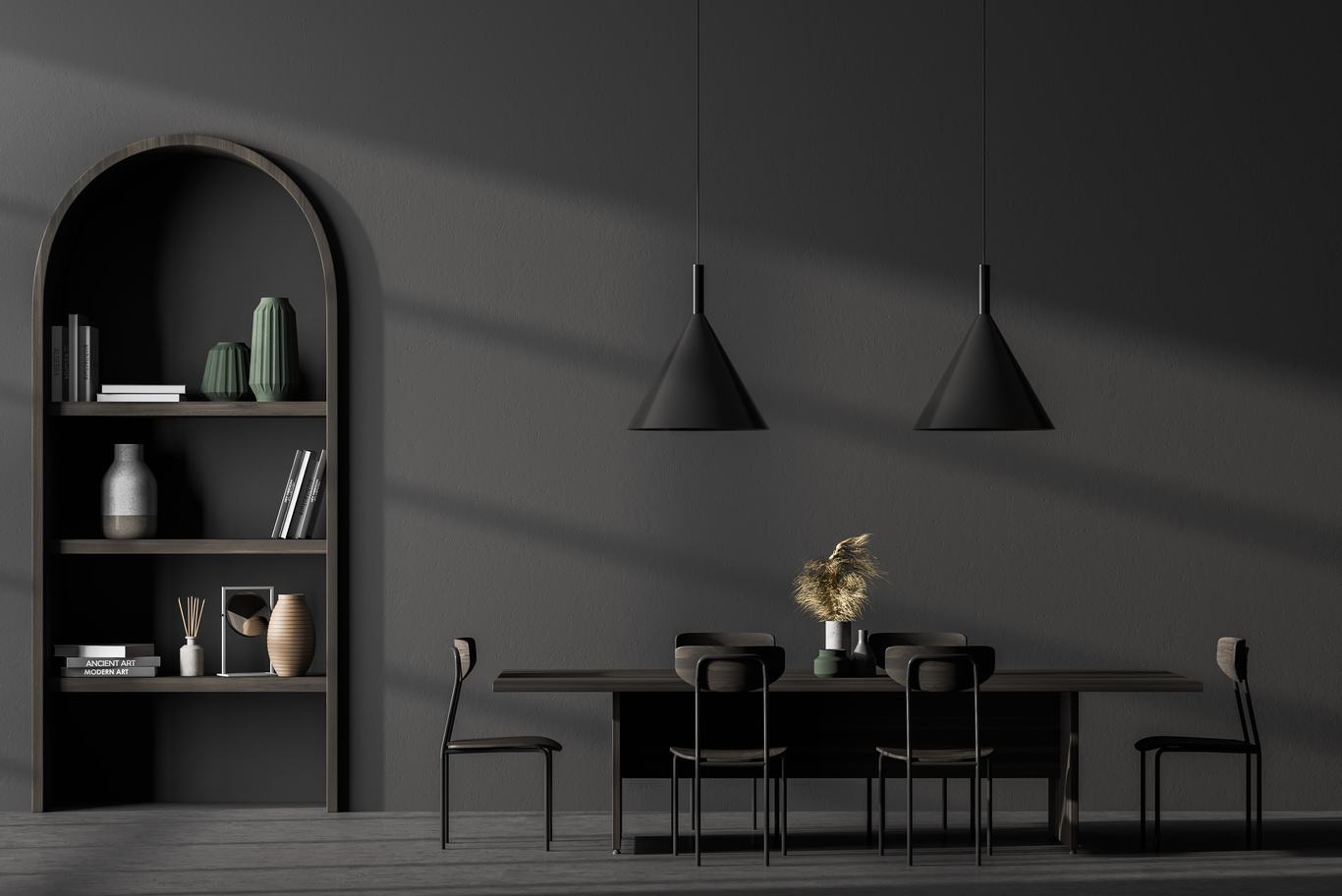 black living room interior design