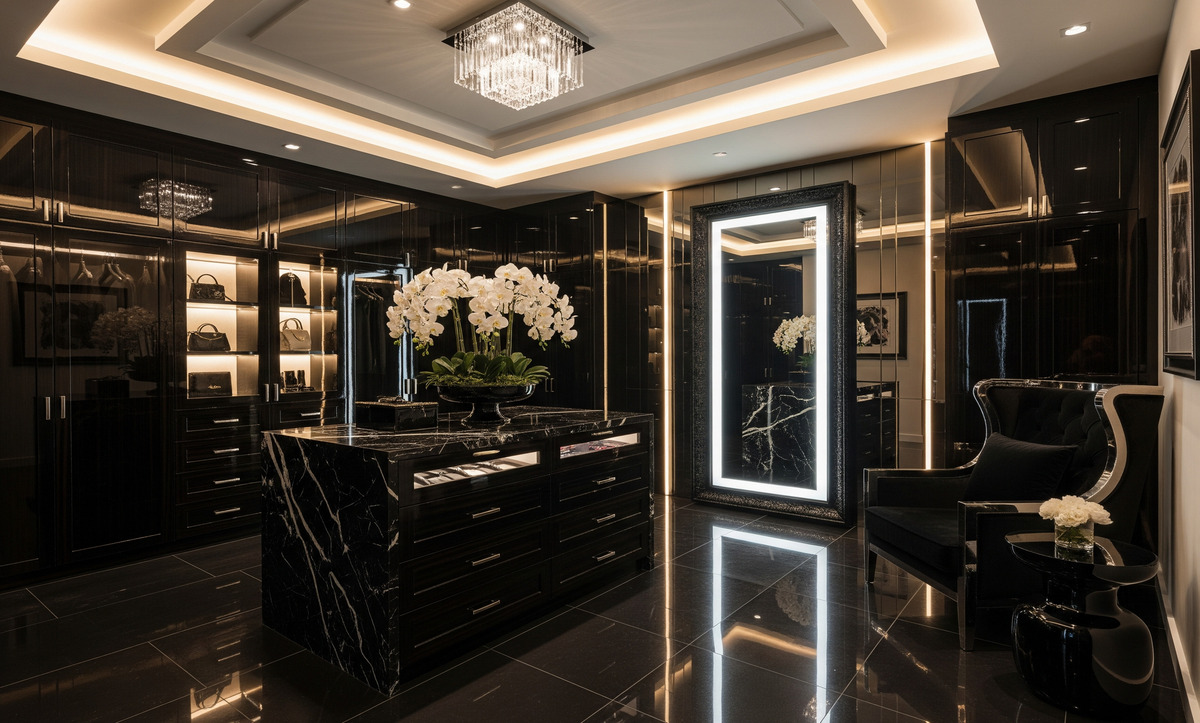 giyinme odalı yatak odası dekorasyonu