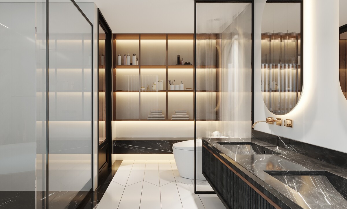siyah mermer banyo tasarımı