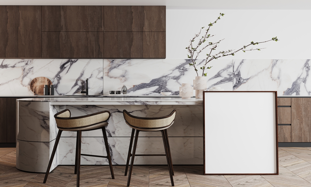 Dubai’de lüks mermer mutfak tasarımı