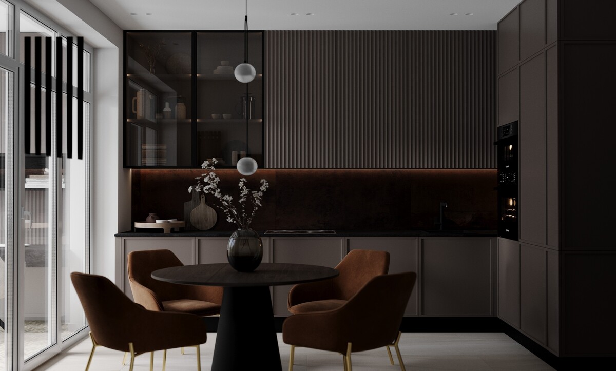 fluted kitchen cabinet design