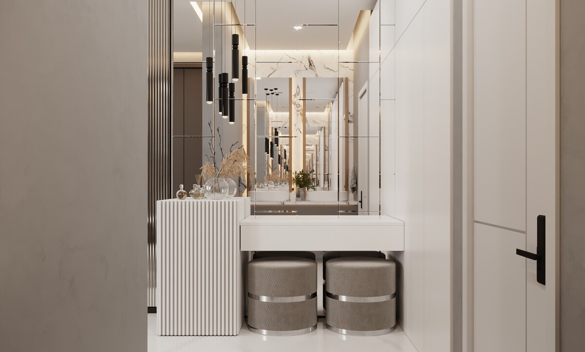 mirrored dressing area design